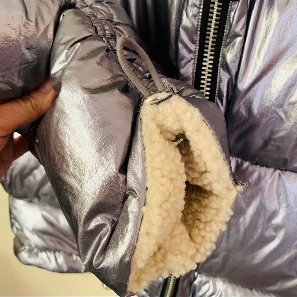 NVLT Silver Reversible Down Puffer Sherpa Jacket - Picture 14 of 16